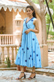 Sky Blue Polka Dot Anghrakha Dress