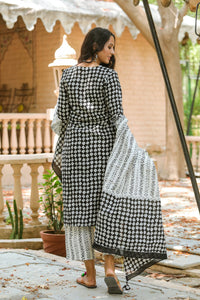 Black & White Square Neck Suit Set