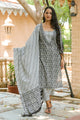 White & Black Block Printed Suit Set