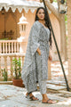 White & Black Block Printed Suit Set