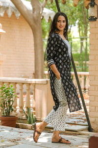 Black & White Block Butti print Suit Set