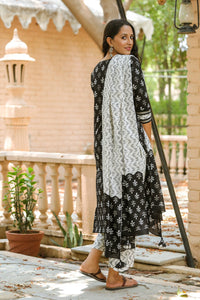 Black & White Block Butti print Suit Set