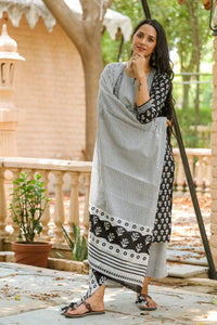 Black & White Butti Print Suit set