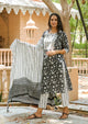 Black & White Jaal Block Print Suit Set