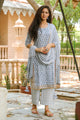 Grey Printed Gota Work Suit Set