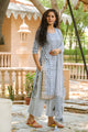 Grey Printed Gota Work Suit Set