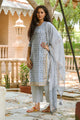 Grey Printed Gota Work Suit Set