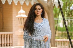 Grey Printed Gota Work Suit Set