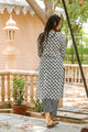 White & Black Block Butti Print Suit Set