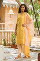 Yellow Printed Gota Work Suit Set