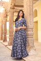 Blue Ajrakh Butta Print Dress