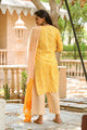 Yellow Printed Gota Work Suit Set