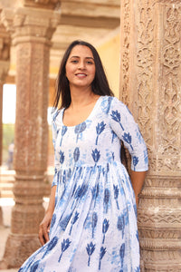 Indigo Butta Print Dress