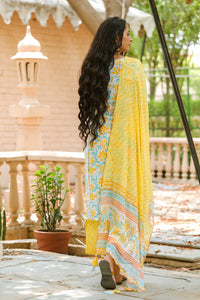 White Jaal Block Print Gota Work Suit Set