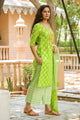 Green Block Print Gota Work Suit Set