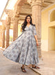 Grey Dabu Print Collar Dress