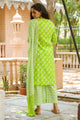 Green Block Print Gota Work Suit Set