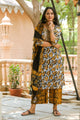 Black Batik Print Gota Work Suit set