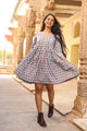 Grey Block Butti Print Short Dress