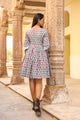 Grey Block Butti Print Short Dress