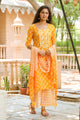 Orange Block Print Gota Work Suit Set