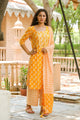 Orange Block Print Gota Work Suit Set