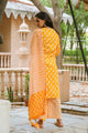 Orange Block Print Gota Work Suit Set