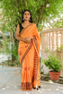 Dust Orange Butterfly Block Print Mul Cotton Saree with Blouse Piece