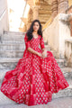 Red Dual Ajrakh Print Kalidar Dress