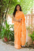 Tint Orange Hand Block Butta Print Mul Saree with Blouse Piece