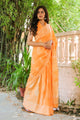 Tint Orange Hand Block Butta Print Mul Saree with Blouse Piece
