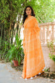 Tint Orange Hand Block Butta Print Mul Saree with Blouse Piece