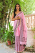 Baby Pink Hand Block Butti Print Mul Saree with Blouse Piece