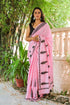 Baby Pink Pasely Block Butta Print Mul Saree with Blouse Piece
