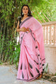 Baby Pink Pasely Block Butta Print Mul Saree with Blouse Piece