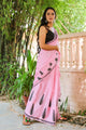 Baby Pink Pasely Block Butta Print Mul Saree with Blouse Piece