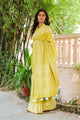 Yellow Hand Block Butta Print Mul Saree with Blouse Piece