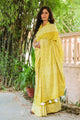 Yellow Hand Block Butta Print Mul Saree with Blouse Piece