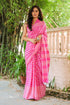 Pink Hand block Butti Print Mul Saree with Blouse Piece