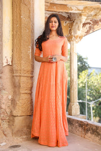 Peach Golden Butti Dress