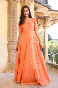 Peach Golden Butti Dress