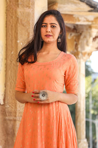 Peach Golden Butti Dress