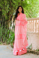 Pink Hand Block Butta Print Mul Saree with Blouse Piece