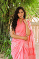 Pink Hand Block Butta Print Mul Saree with Blouse Piece