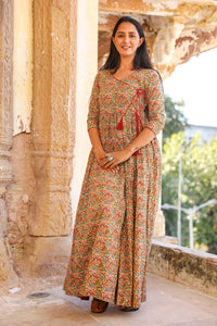 Maroon Kalamkari Print Angharakha Dress