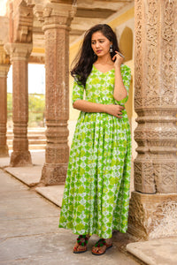 Green Floral Print Dress