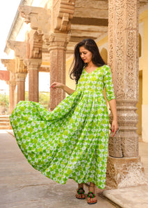 Green Floral Print Dress