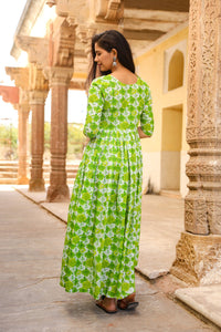 Green Floral Print Dress