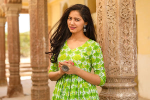 Green Floral Print Dress