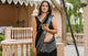 Black Geometric Block Border Print Linen Saree with Blouse Piece